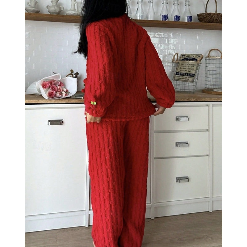 Nolvïre | Femme Ensemble Pyjama Polaire Deux Pièces - Pink - Image 13