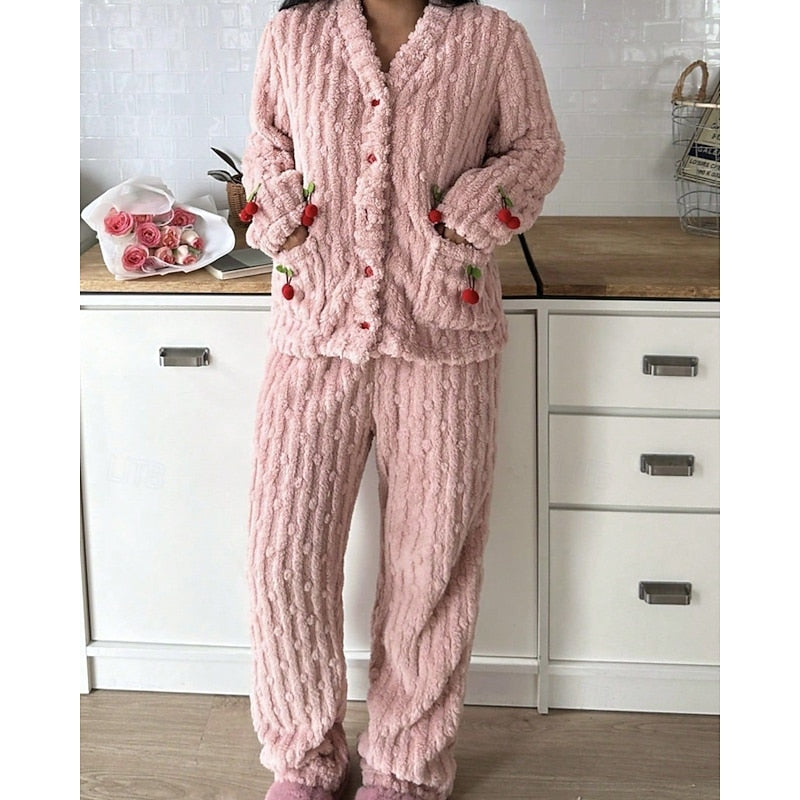 Nolvïre | Femme Ensemble Pyjama Polaire Deux Pièces - Pink - Image 2