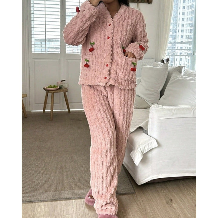Nolvïre | Femme Ensemble Pyjama Polaire Deux Pièces - Pink - Image 3