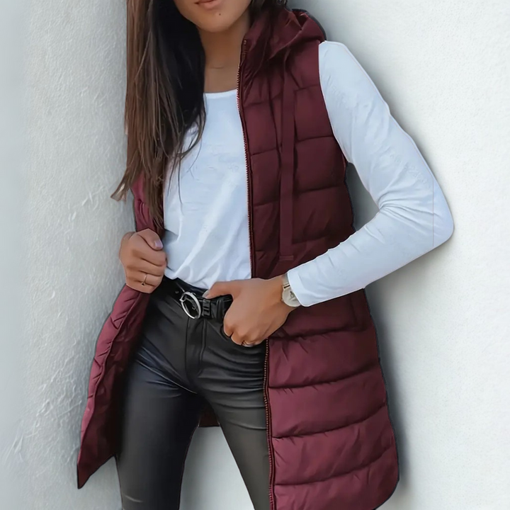 Nolvyre | Femme Gilet Long à Capuche Matelassé - Image 3