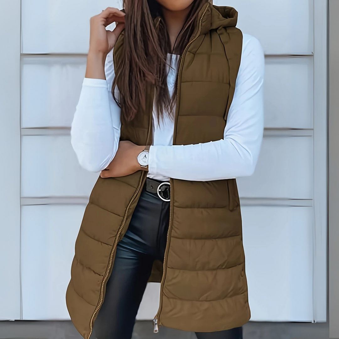 Nolvyre | Femme Gilet Long à Capuche Matelassé - Image 5