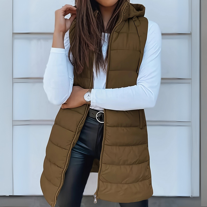 Nolvyre | Femme Gilet Long à Capuche Matelassé - Image 5