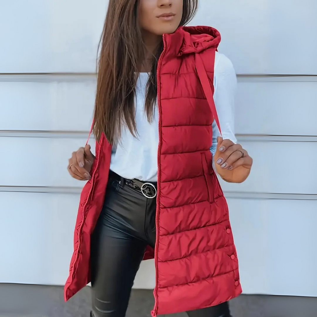 Nolvyre | Femme Gilet Long à Capuche Matelassé - Image 8