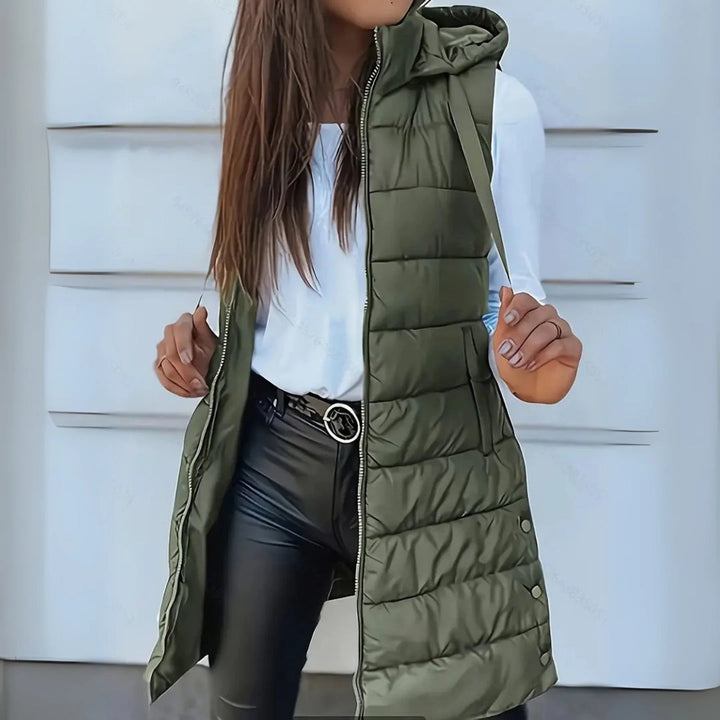 Nolvyre | Femme Gilet Long à Capuche Matelassé - Image 9