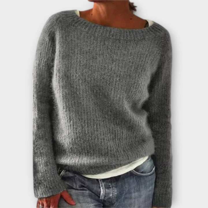 Norvaine | Pull Femme Col Bateau Tricoté Coupe Relax - Mustard - Image 2