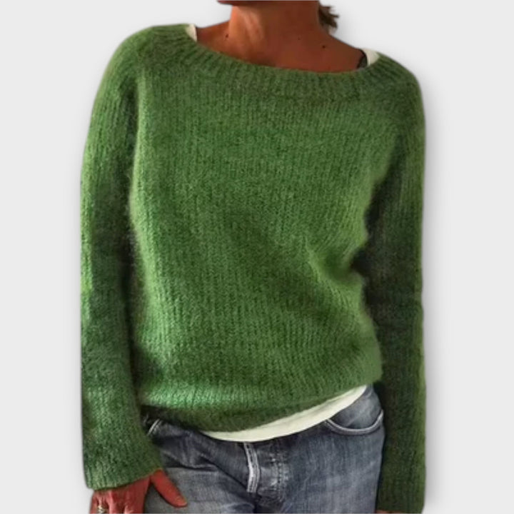 Norvaine | Pull Femme Col Bateau Tricoté Coupe Relax - Mustard - Image 3