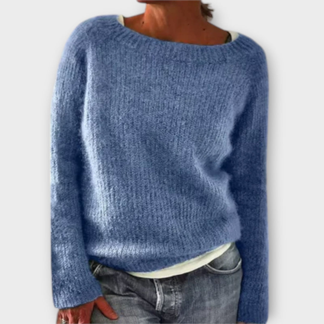 Norvaine | Pull Femme Col Bateau Tricoté Coupe Relax - Mustard - Image 6