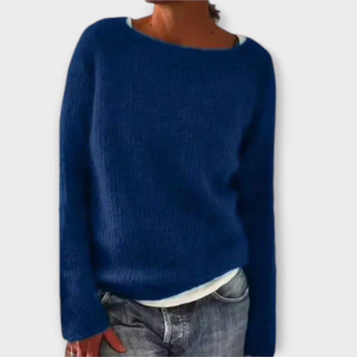 Norvaine | Pull Femme Col Bateau Tricoté Coupe Relax - Mustard - Image 7