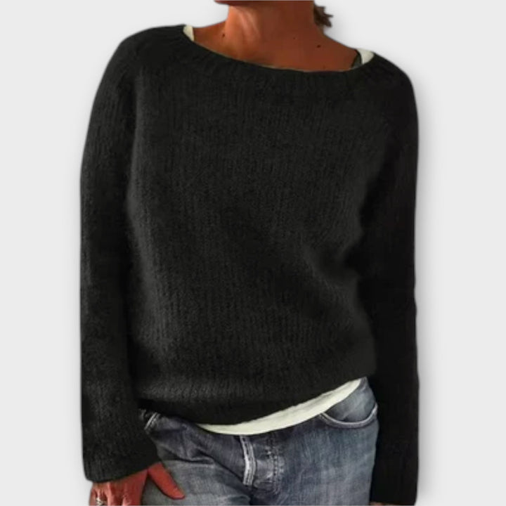 Norvaine | Pull Femme Col Bateau Tricoté Coupe Relax - Mustard - Image 8
