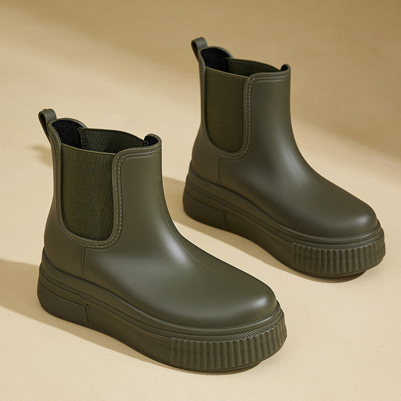 Névalie | Femme Bottines Chelsea Imperméables Plateforme - Olive Green - Image 1