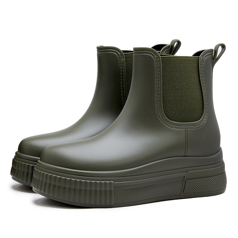 Névalie | Femme Bottines Chelsea Imperméables Plateforme - Olive Green - Image 4
