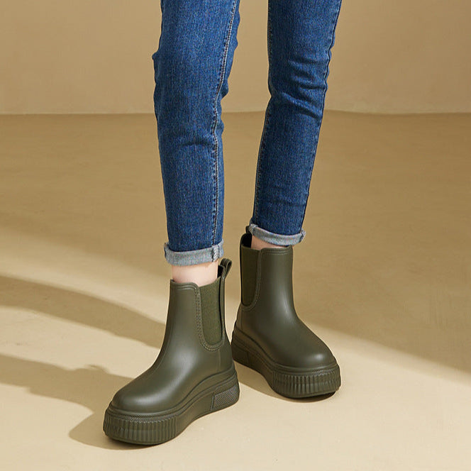 Névalie | Femme Bottines Chelsea Imperméables Plateforme - Olive Green - Image 5