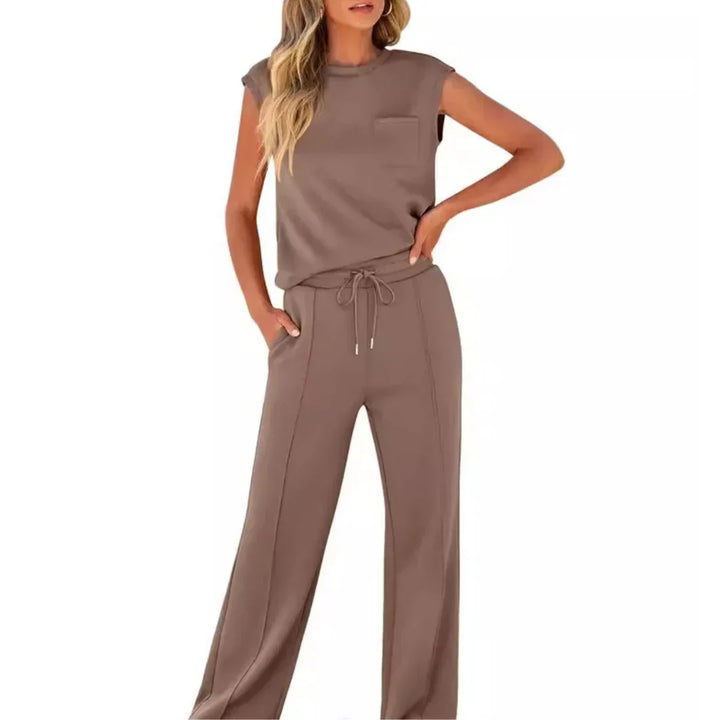 Névonde | Femme Ensemble Détente Haut &amp; Pantalon Large - Black - Image 2