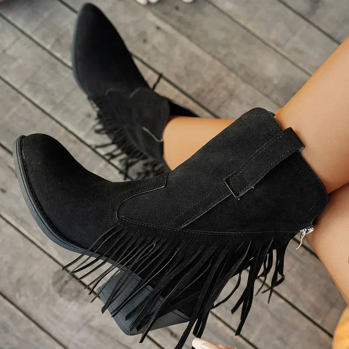 Névorine | Femme Bottes Western à Franges Style Cowboy - Camel - Image 6