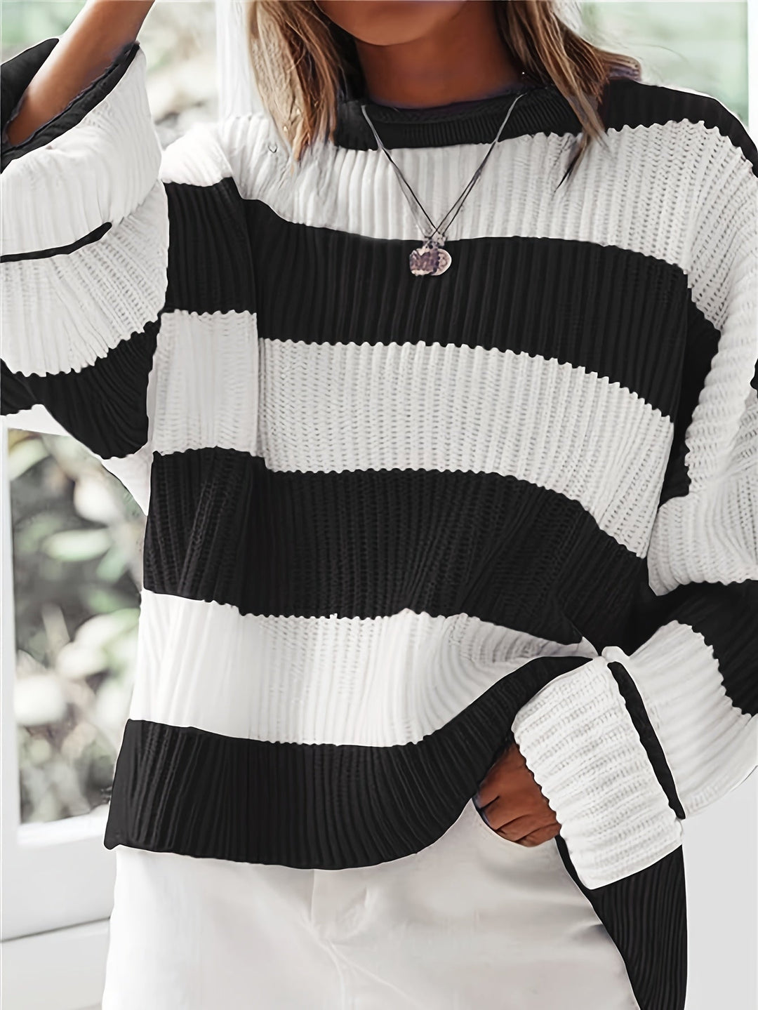 Olviane | Pull Rayé Oversize Femme Col Rond - Image 10