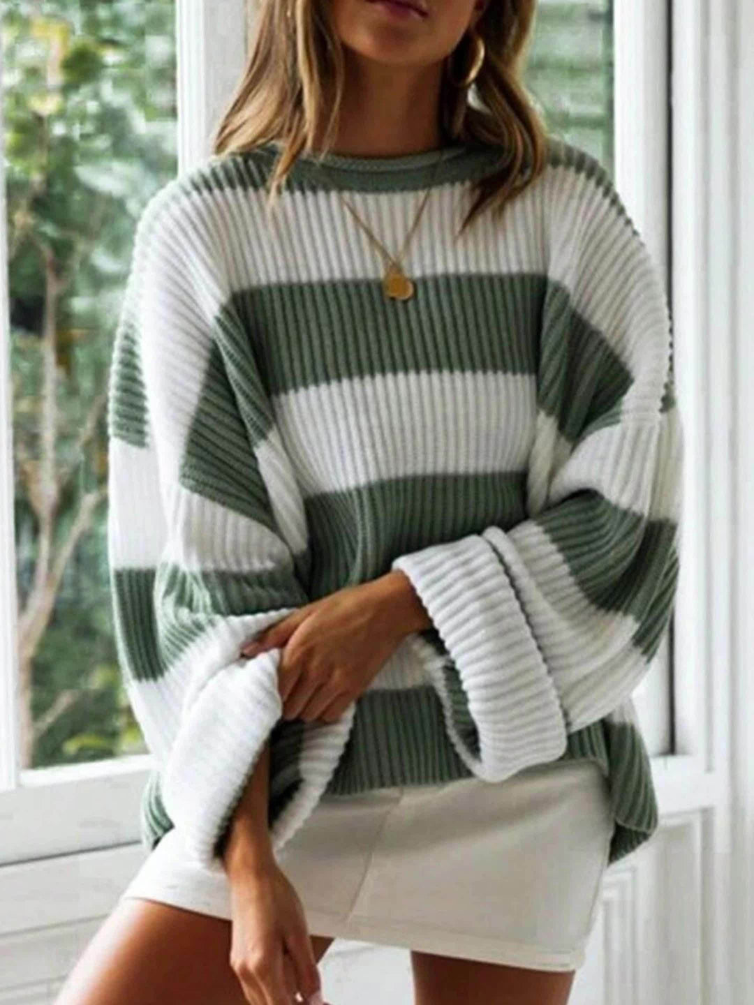 Olviane | Pull Rayé Oversize Femme Col Rond - Image 11