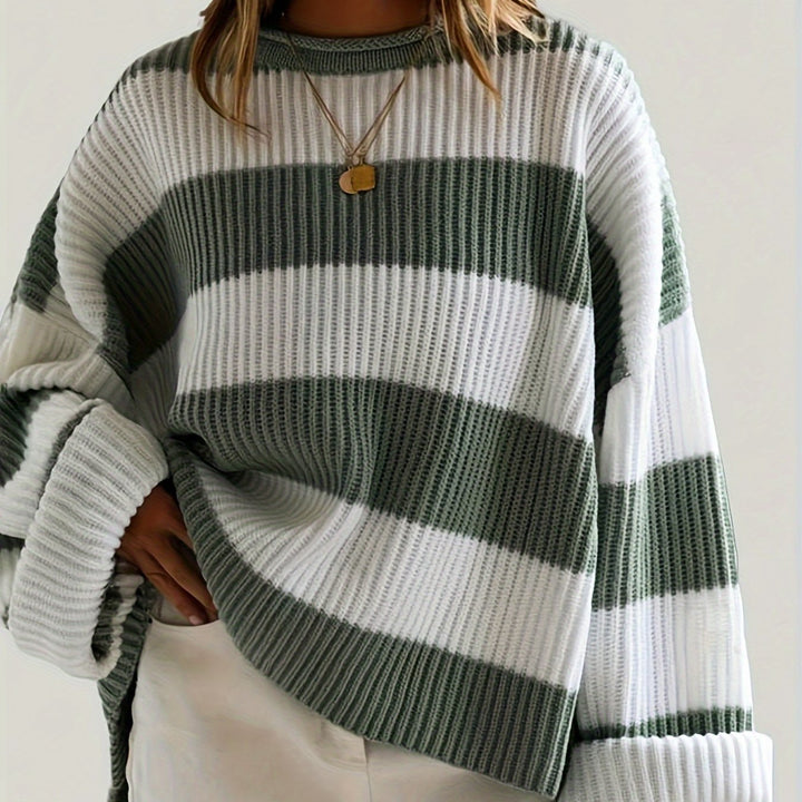 Olviane | Pull Rayé Oversize Femme Col Rond - Image 12