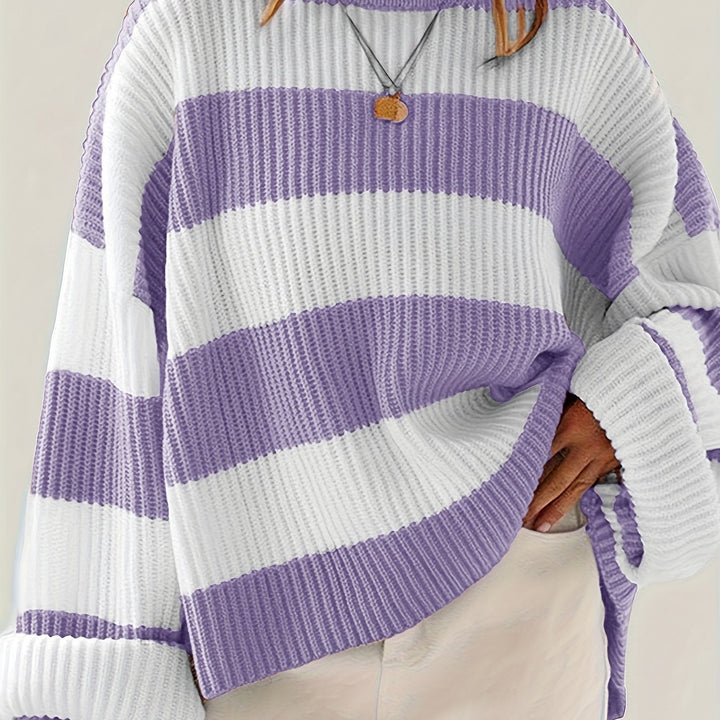 Olviane | Pull Rayé Oversize Femme Col Rond - Image 17