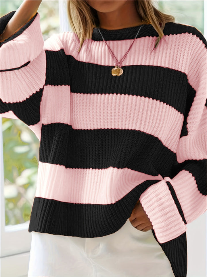 Olviane | Pull Rayé Oversize Femme Col Rond - Image 2