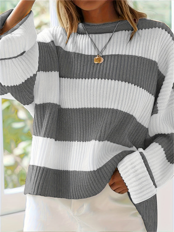 Olviane | Pull Rayé Oversize Femme Col Rond - Image 3