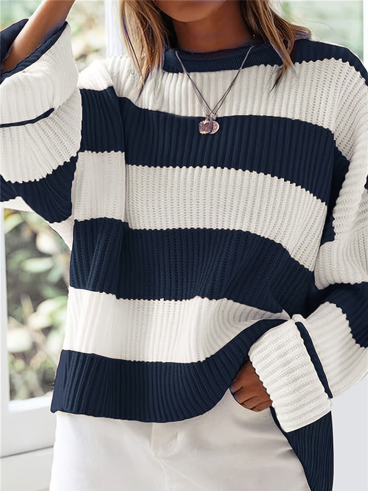 Olviane | Pull Rayé Oversize Femme Col Rond - Image 5