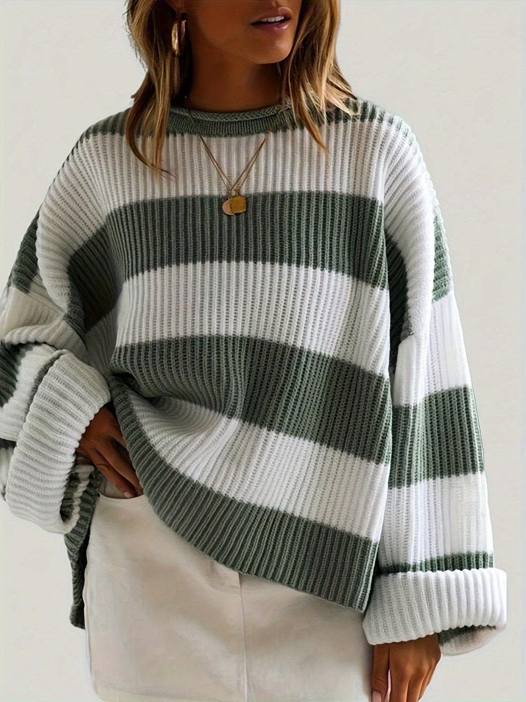 Olviane | Pull Rayé Oversize Femme Col Rond - Image 6