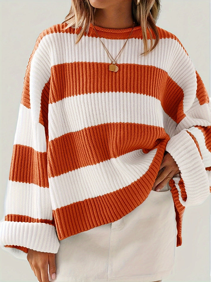 Olviane | Pull Rayé Oversize Femme Col Rond - Image 8
