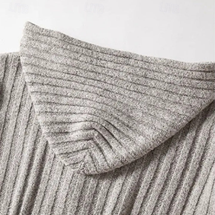 Orland | Homme Cardigan à Capuche Torsadé Boutonné - Light Grey - Image 3