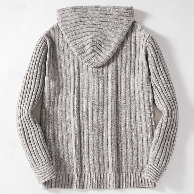 Orland | Homme Cardigan à Capuche Torsadé Boutonné - Light Grey - Image 4