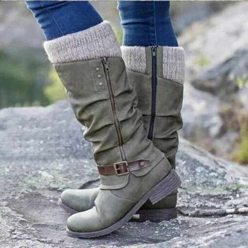 Orlande | Femme Bottes Hautes à Revers en Maille - Black - Image 5