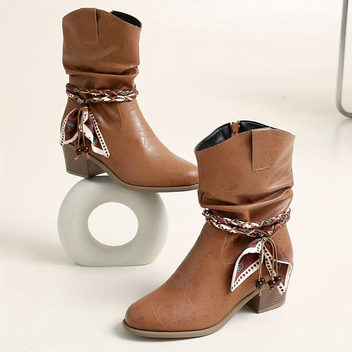 Orlévane | Femme Bottines Western Slouch à Talon - Brown - Image 1