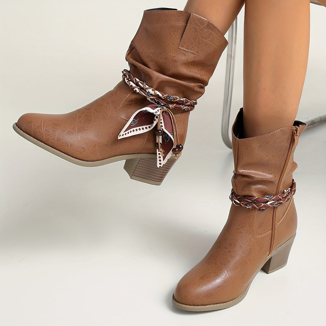 Orlévane | Femme Bottines Western Slouch à Talon - Brown - Image 3