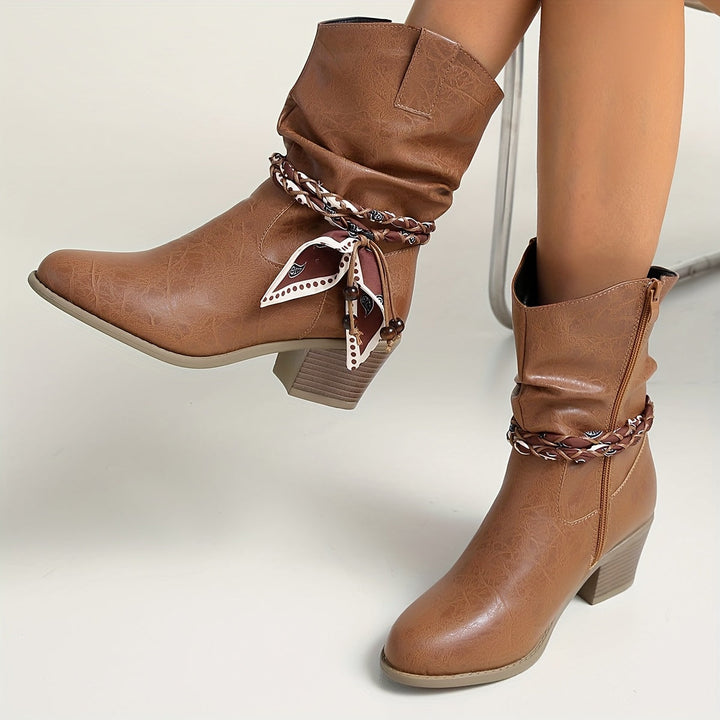 Orlévane | Femme Bottines Western Slouch à Talon - Brown - Image 3