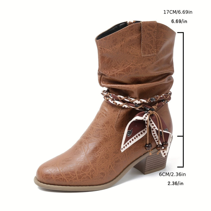 Orlévane | Femme Bottines Western Slouch à Talon - Brown - Image 5