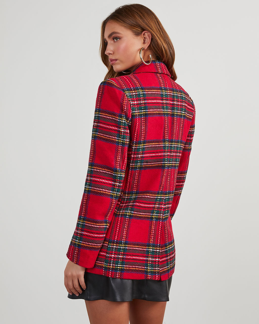 Orlévyne | Blazer à Carreaux Femme Oversize Tartan - Red - Image 2
