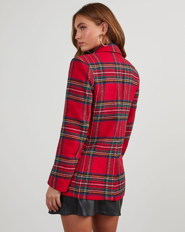Orlévyne | Blazer à Carreaux Femme Oversize Tartan - Red - Image 2