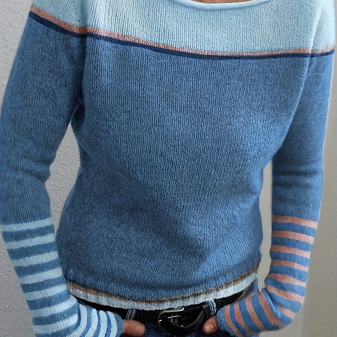 Orvaine | Pull Femme Col Bateau Color Block - Image 12
