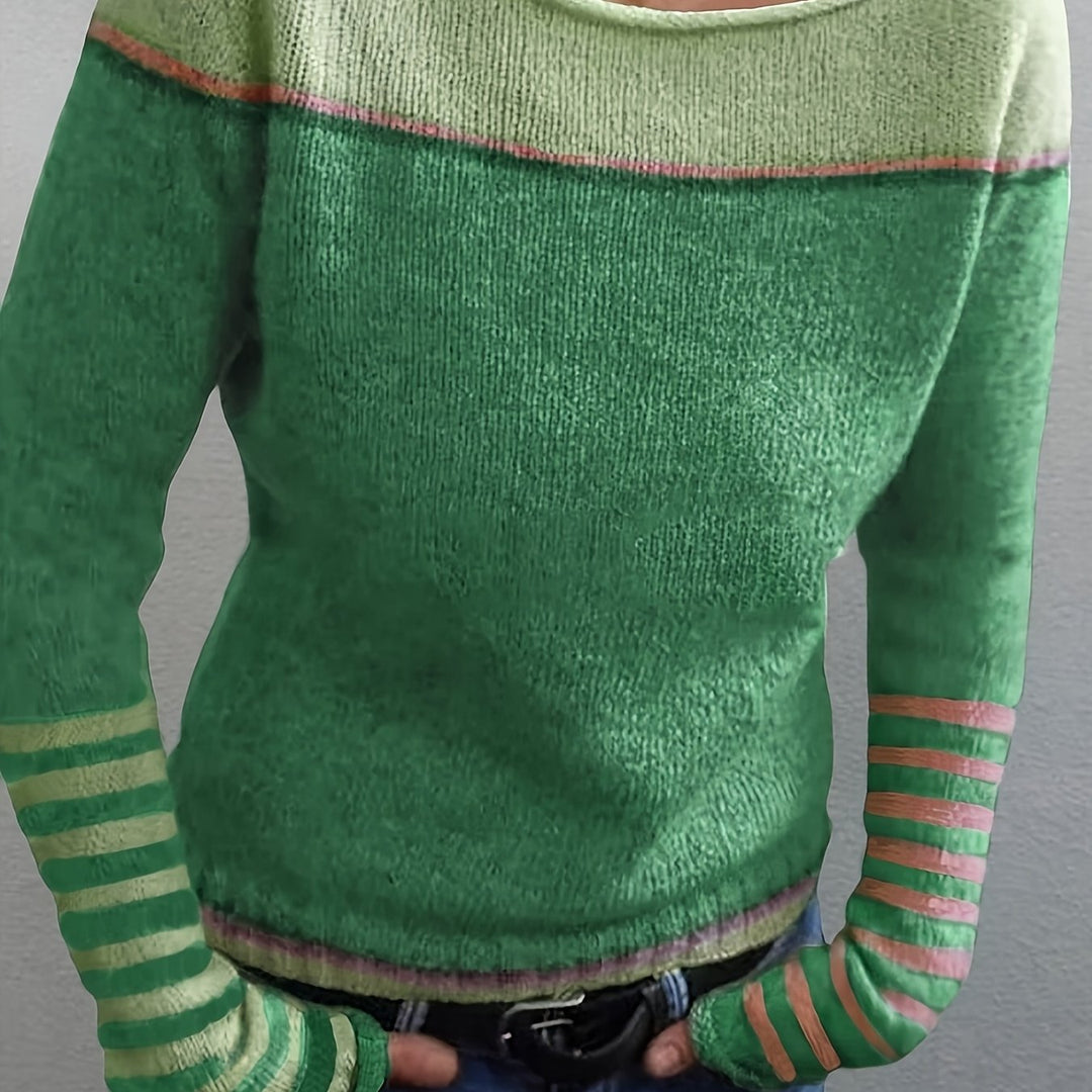 Orvaine | Pull Femme Col Bateau Color Block - Image 13
