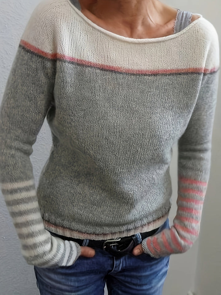 Orvaine | Pull Femme Col Bateau Color Block - Image 3