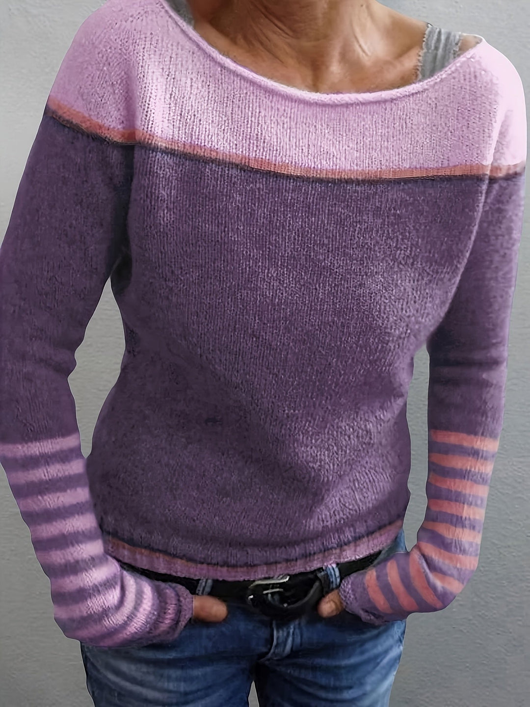 Orvaine | Pull Femme Col Bateau Color Block - Image 4