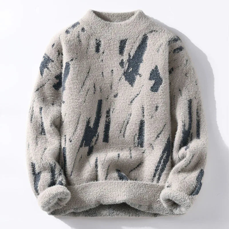 Orvald | Pull Homme Col Montant Motif Graffiti Hiver - Image 1