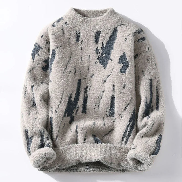 Orvald | Pull Homme Col Montant Motif Graffiti Hiver - Image 1