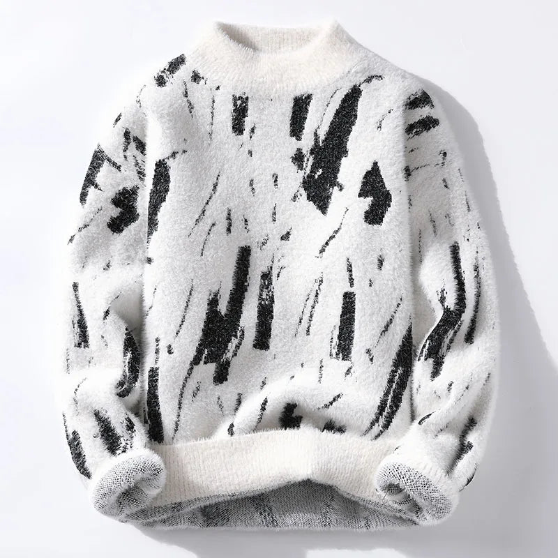 Orvald | Pull Homme Col Montant Motif Graffiti Hiver - Image 4