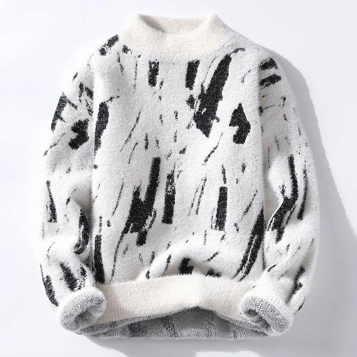 Orvald | Pull Homme Col Montant Motif Graffiti Hiver - Image 4