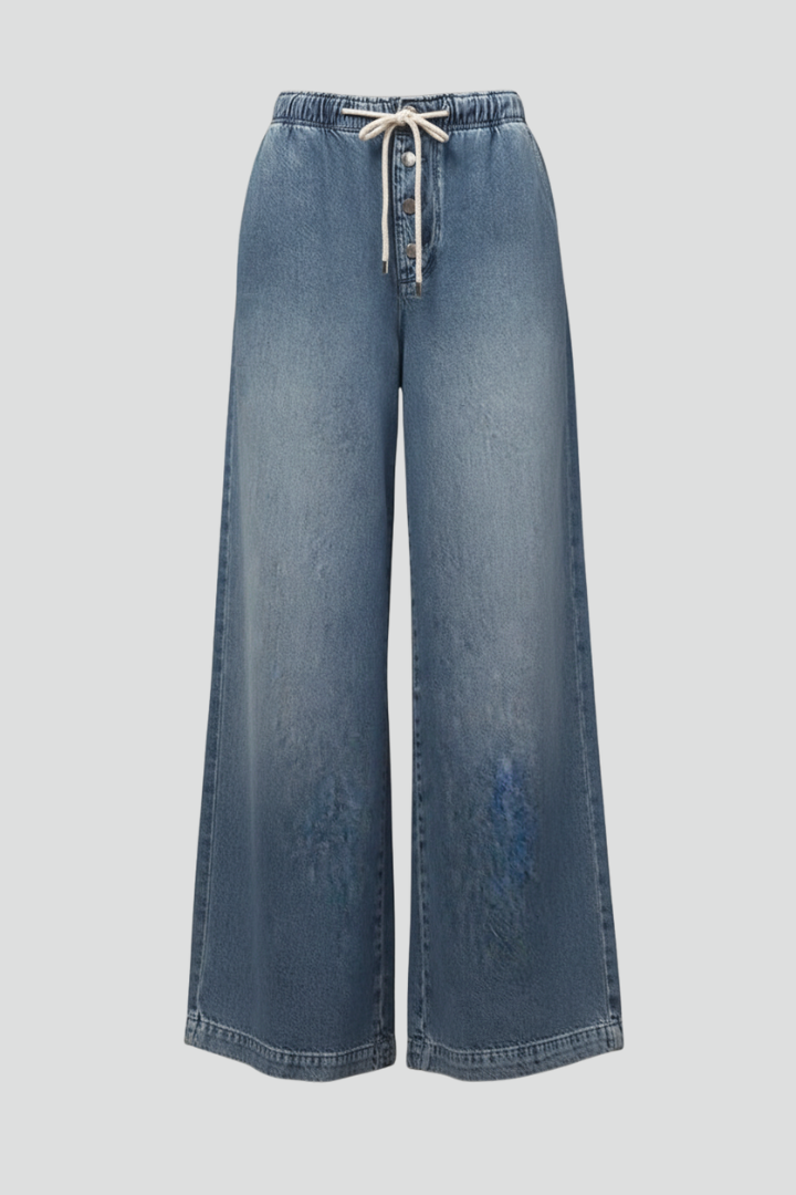 Orvelyne | Femme Jean Large Jambe Large Taille Haute - Blue - Image 1