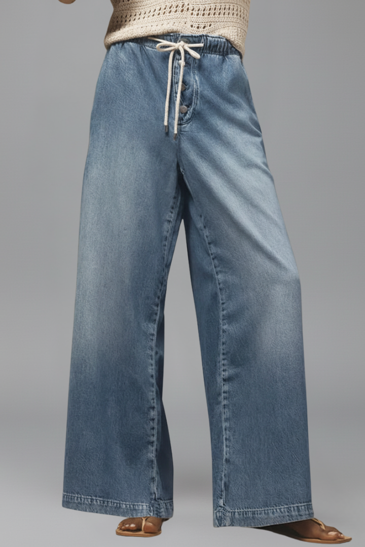 Orvelyne | Femme Jean Large Jambe Large Taille Haute - Blue - Image 2