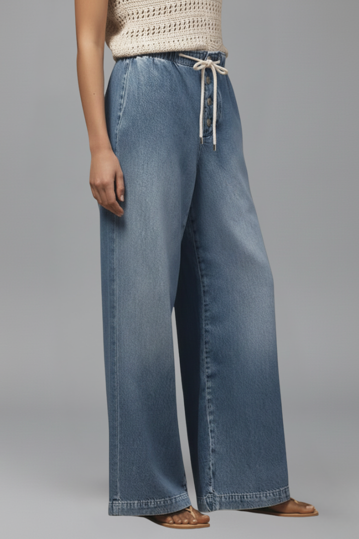 Orvelyne | Femme Jean Large Jambe Large Taille Haute - Blue - Image 3