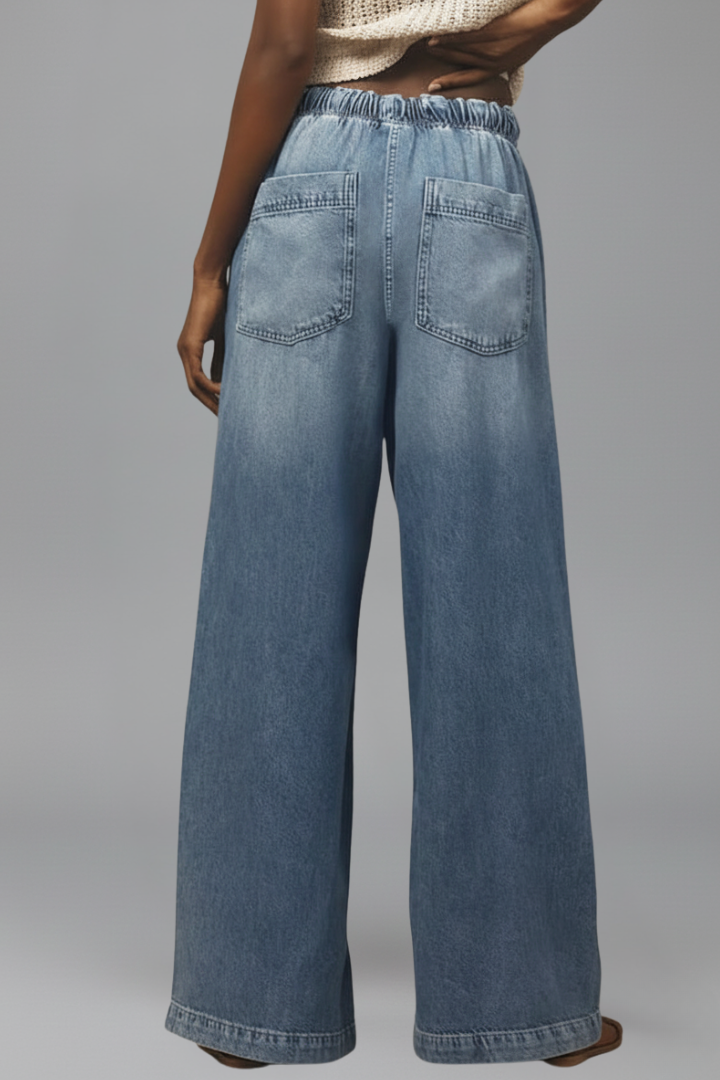 Orvelyne | Femme Jean Large Jambe Large Taille Haute - Blue - Image 4