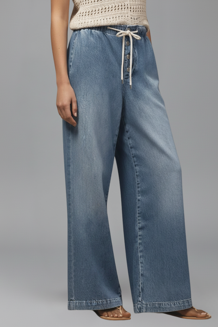 Orvelyne | Femme Jean Large Jambe Large Taille Haute - Blue - Image 5