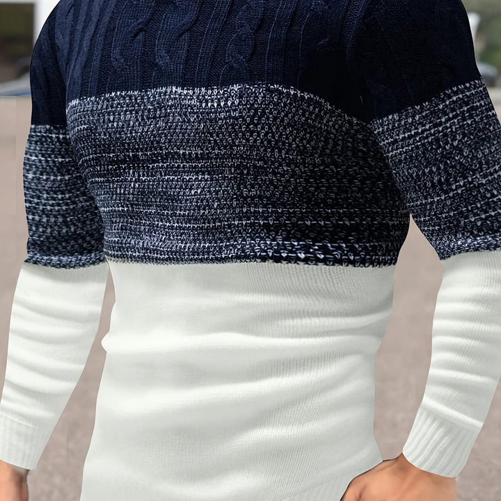 Dravec | Homme Pull Col Rond Color Block Torsadé